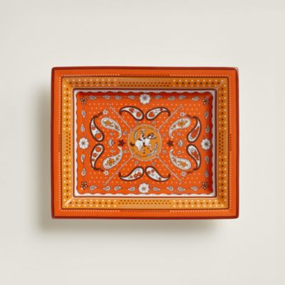 Mosaique au 24 platinum tray, small model | Hermès USA